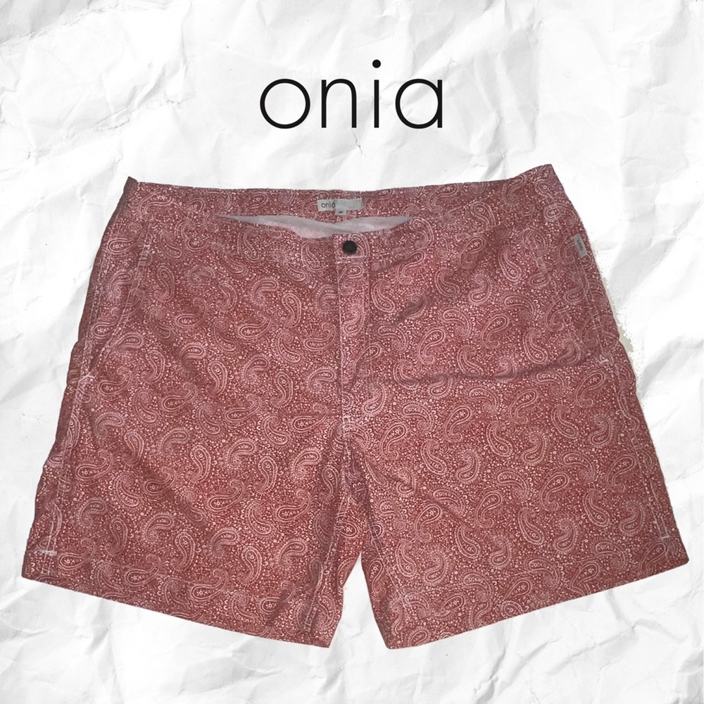 Onia Men’s “calder 7.5”” Red Paisley Board Shorts
